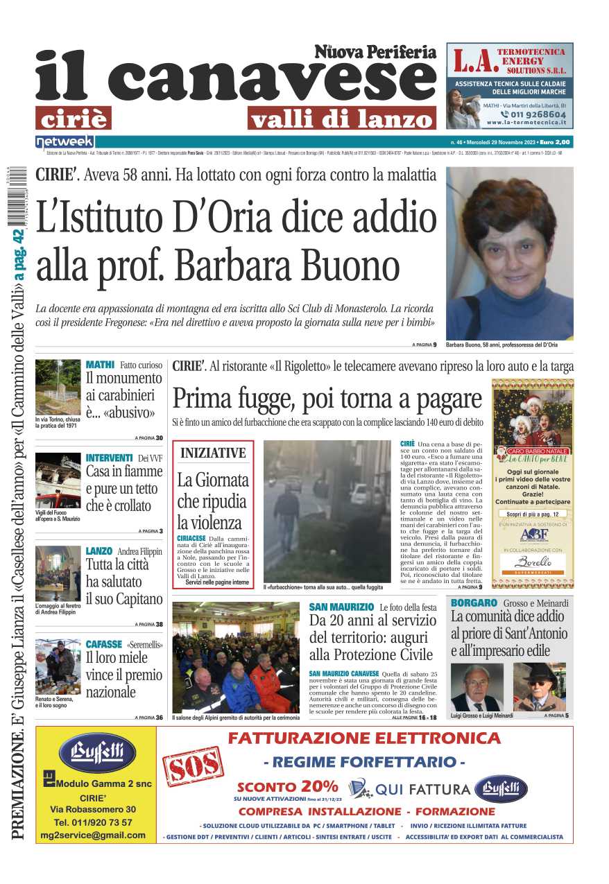 Il Canavese e Il Giornale di Ivrea (del 29 novembre) in edicola