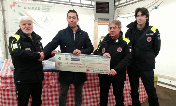 La Protezione civile consegna 27mila euro a Pieve Torina