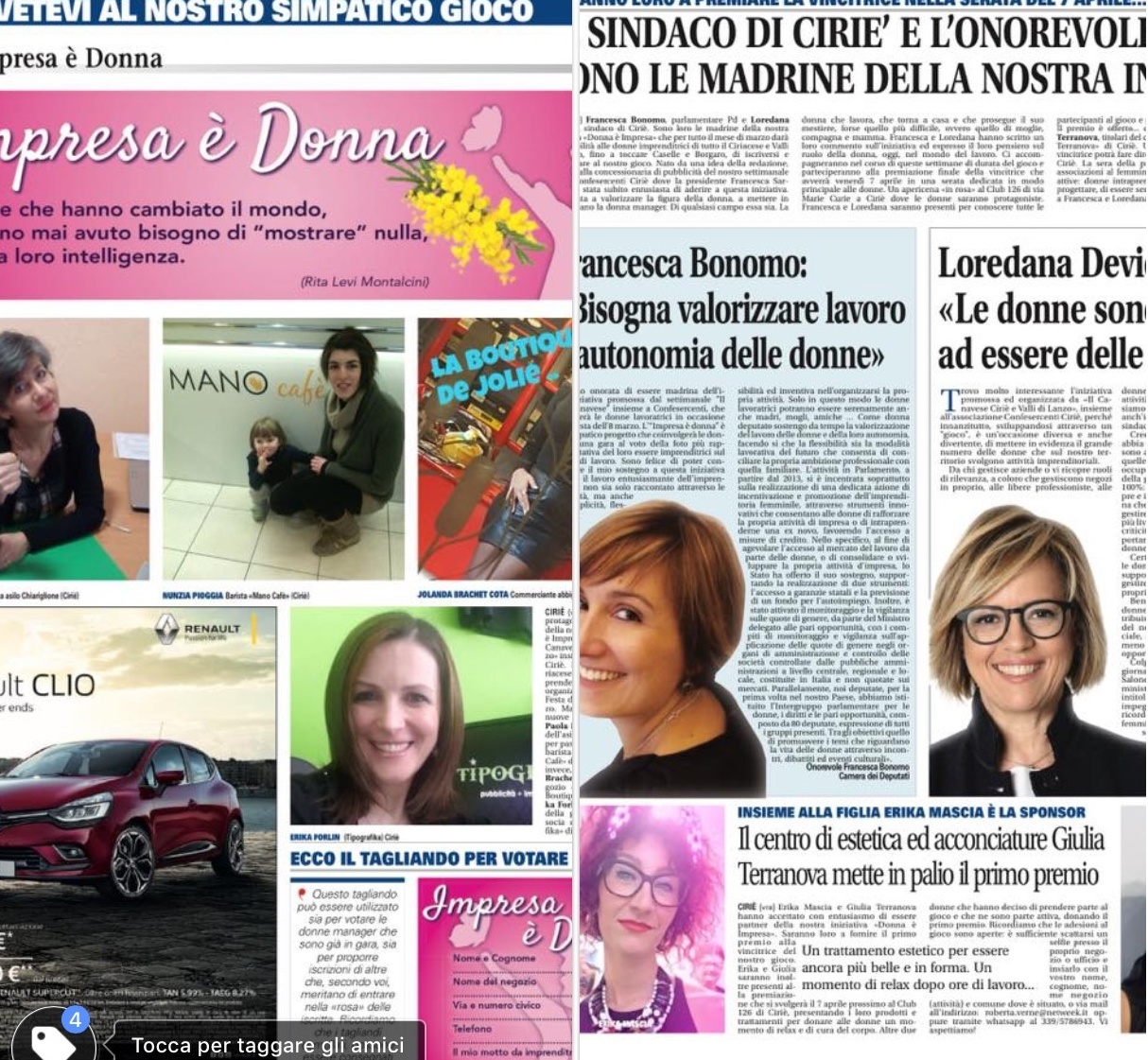 L’onorevole Francesca Bonomo e il sindaco di Ciriè Loredana Devietti madrine dell’iniziativa “Impresa è Donna”