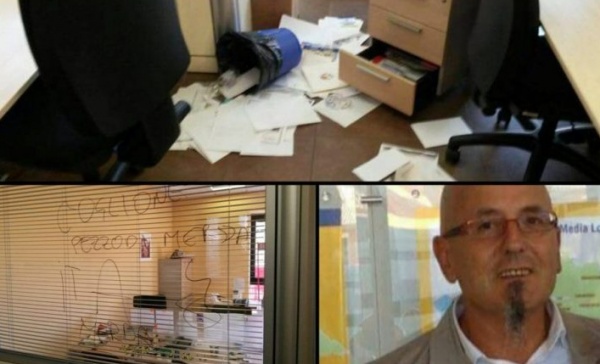 Incursione notturna nella redazione di Settegiorni. Devastazione, minacce e scritte ingiuriose