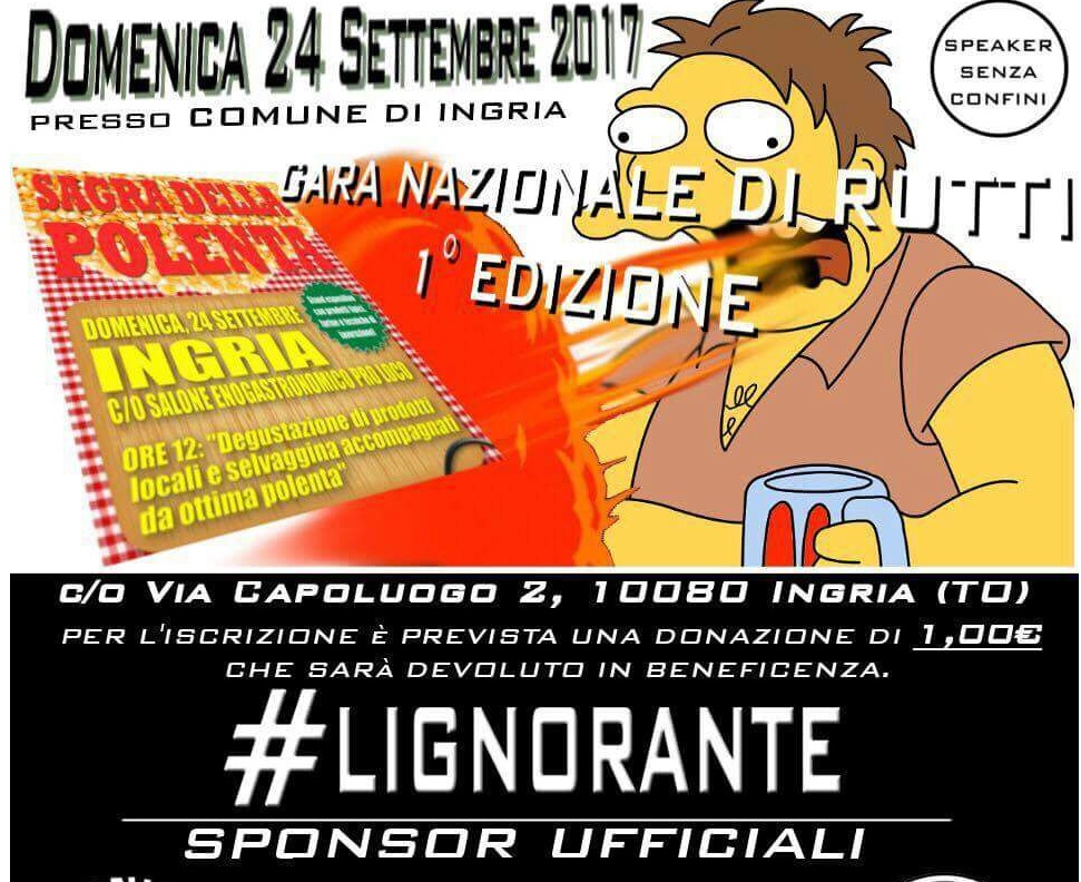 La gara nazionale di rutti si farà a Ingria