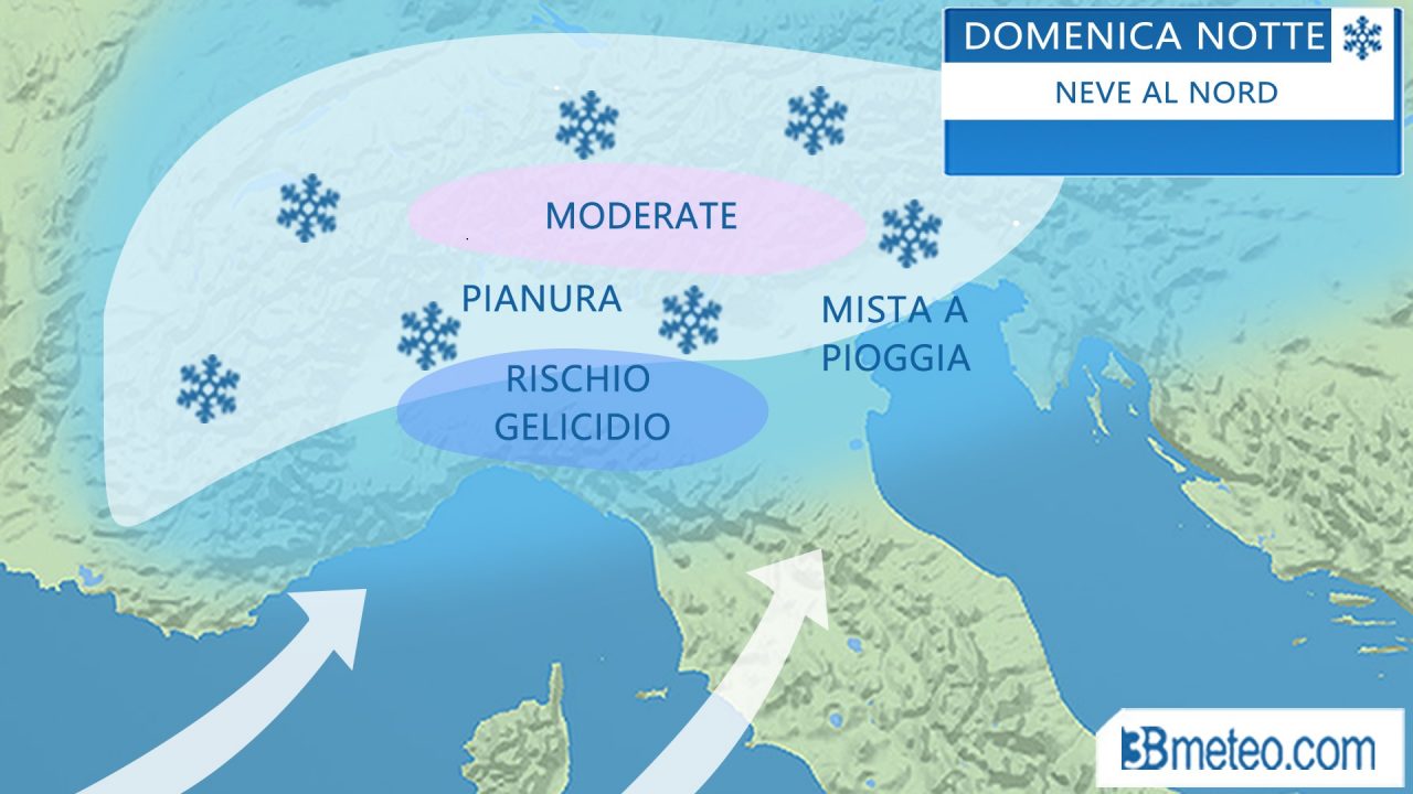 Previste nevicate sta notte anche a bassa quota