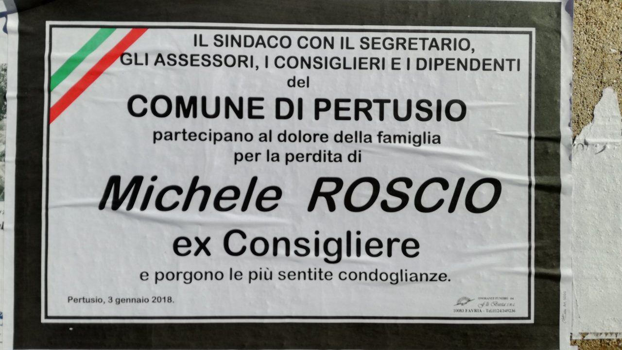 Funerali Michele Roscio oggi a Pertusio