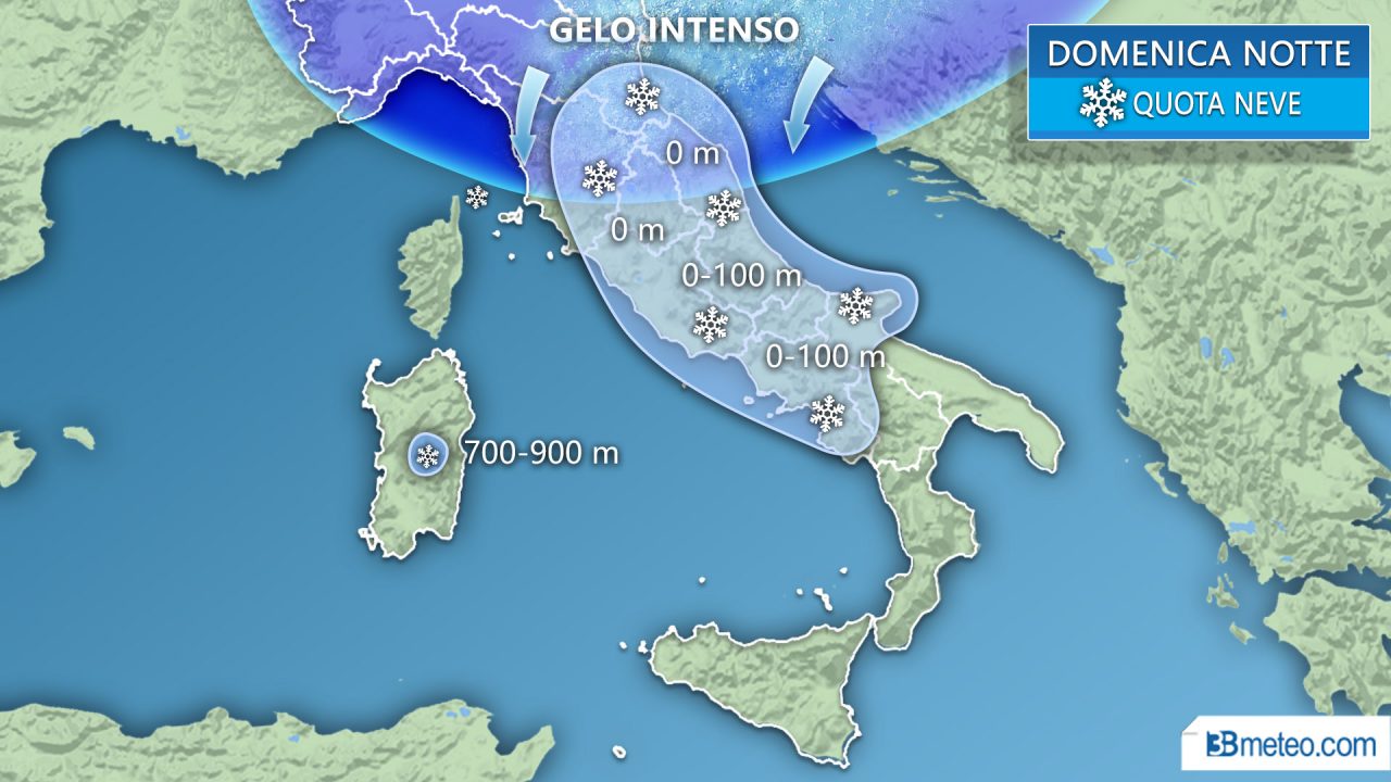 Aggiornamento meteo irrompono i venti gelidi della Siberia