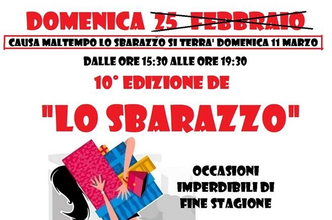 Lo Sbarazzo non ci sarà, causa maltempo