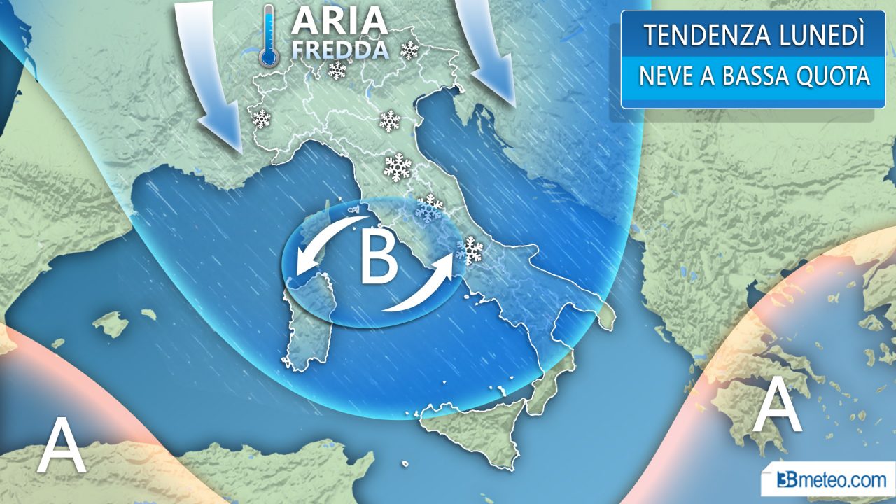 Tracollo termico e neve a bassa quota
