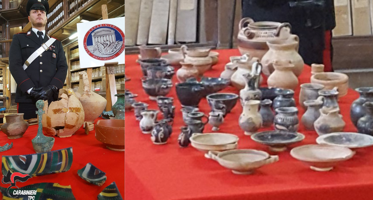 Sequestrato corredo funerario di epoca romana dal valore di 100 mila euro