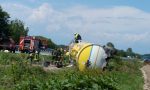 Camion cisterna si ribalta sull'autostrada A5 nei pressi di Volpiano