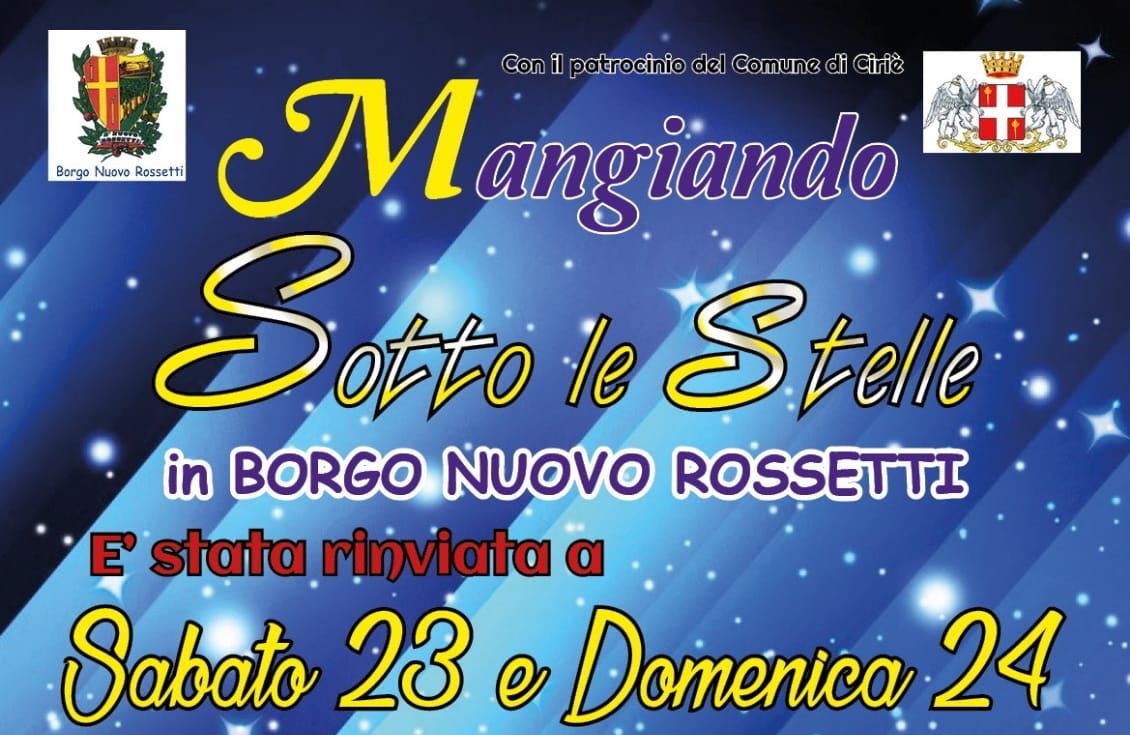 Ciriè e turismo con Mangiando sotto le stelle in Borgonuovo Rossetti