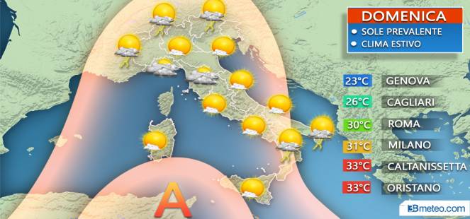 Arriva il caldo da domani, ma durerà poco