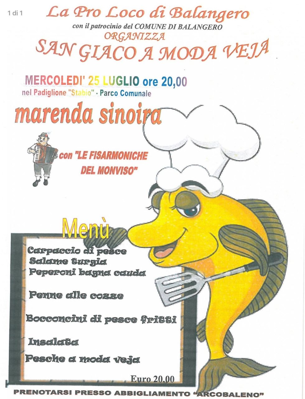 Cena a la moda veja con la Pro Loco Balangero