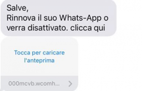 Messaggio truffa Whatsapp, fate attenzione
