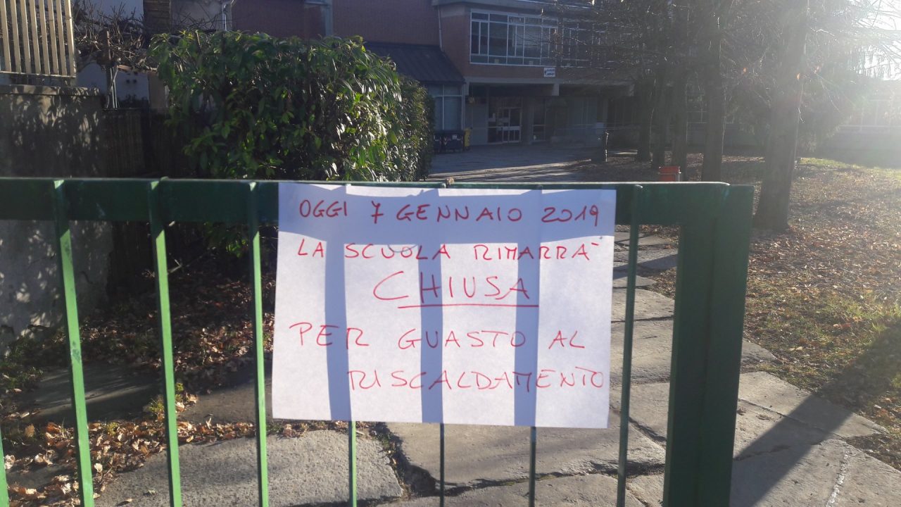 Caldaia in blocco e scuola Media Cena di Cuorgnè chiusa
