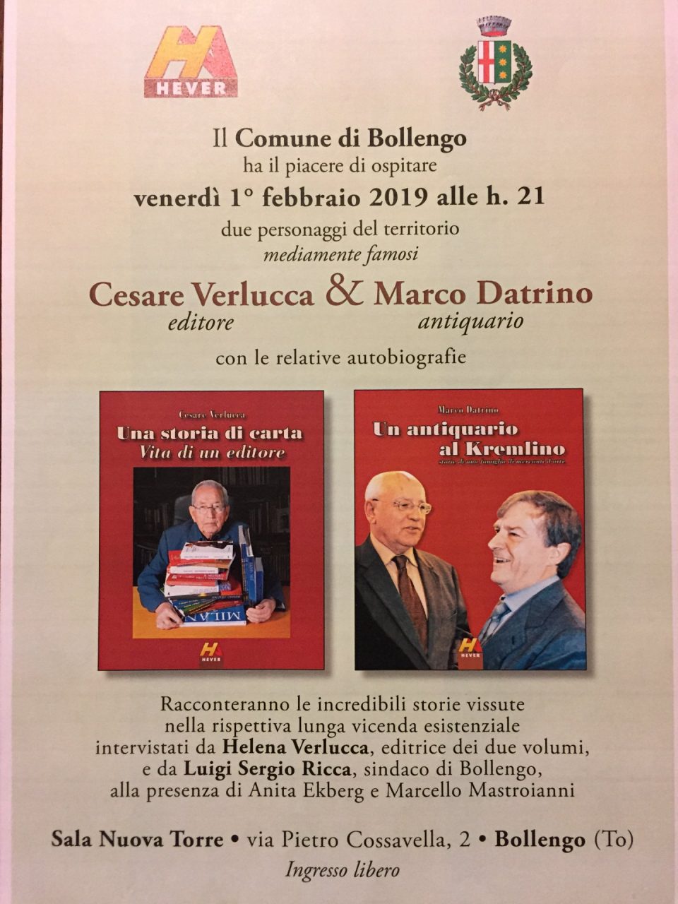 Cesare Verlucca e Marco Datrino presentano le loro autobiografie