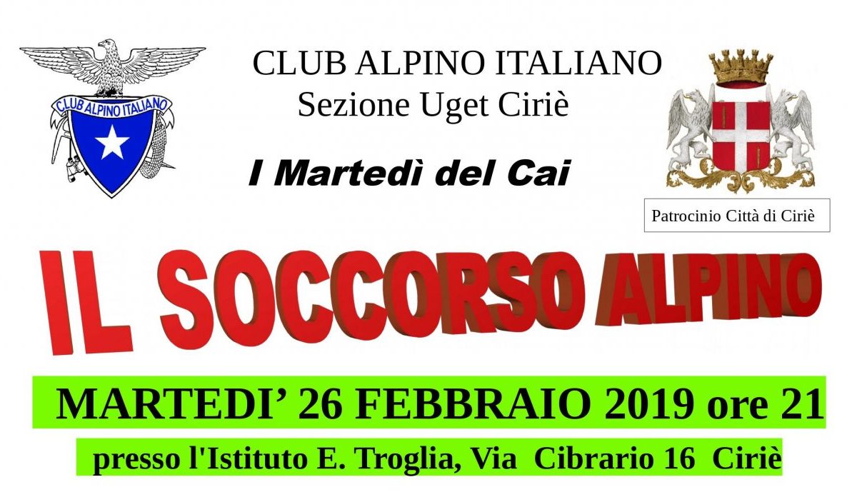 Nuovo ciclo di incontri promosso dal Club Alpino Uget Ciriè