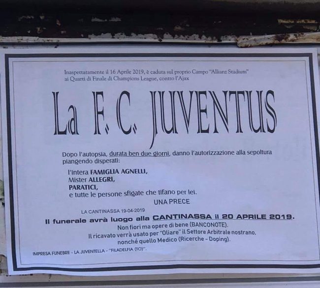 Manifesto Funebre Per La Juventus Prima Il Canavese