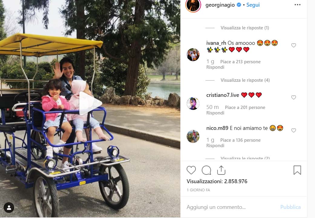 Georgina Rodriguez, dolce metà di Cristiano Ronaldo CR7, al parco con i figli | VIDEO