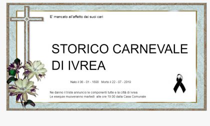 Funerale del Carnevale di Ivrea martedì 30 luglio in municipio