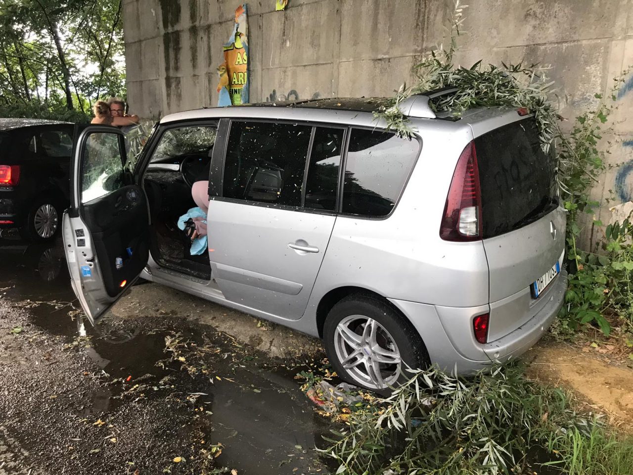 Terribile ondata di maltempo in Canavese, albero si abbatte su un’auto a Leini