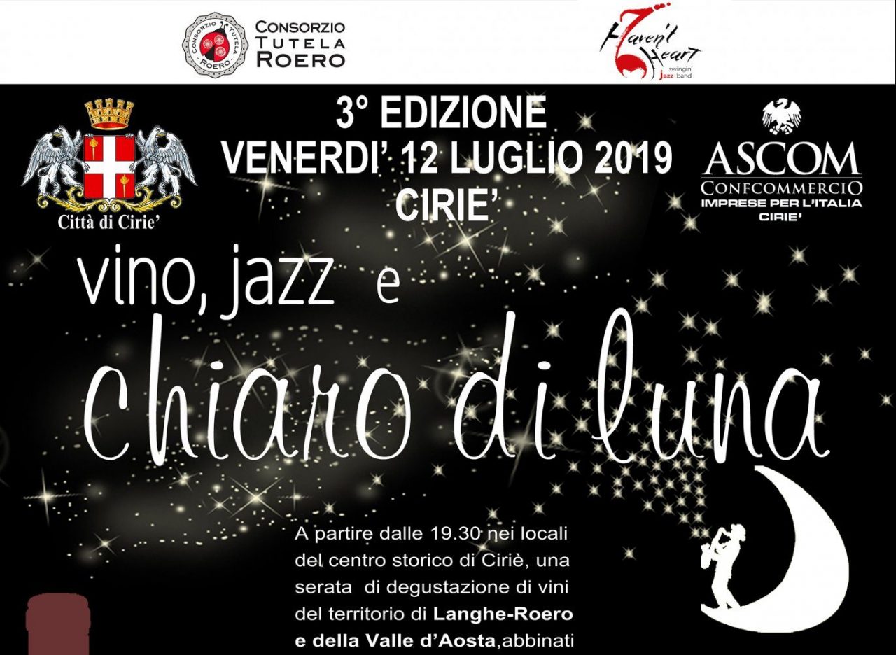 “Vino, jazz e chiaro di luna” venerdì sera a Ciriè