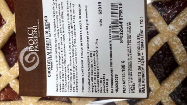 Ritirate le torte “Crostate Le Dolci Passioni”: possibile presenza di allergeni