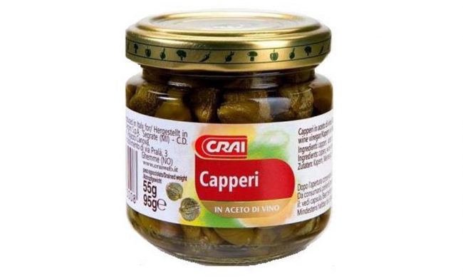 Capperi all’aceto Crai richiamati per presenza di corpo estraneo: sono prodotti nel Novarese