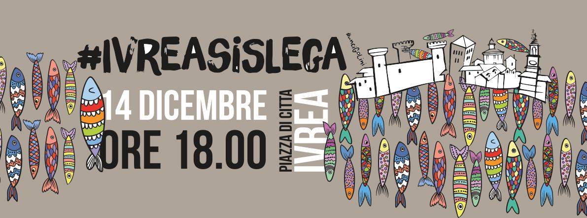 Sardine in piazza di Città sabato 14 dicembre a Ivrea