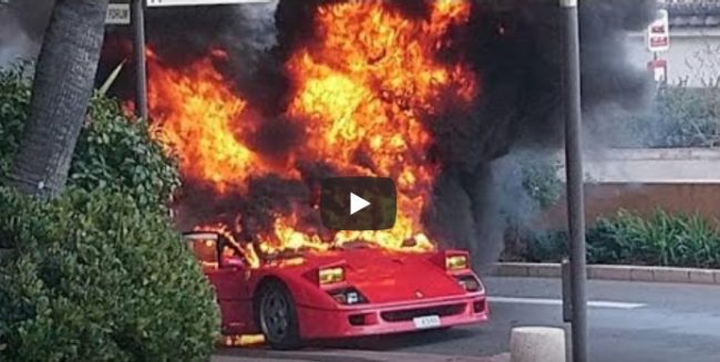 Ferrari F40 in fiamme, fumo visibile a chilometri | VIDEO