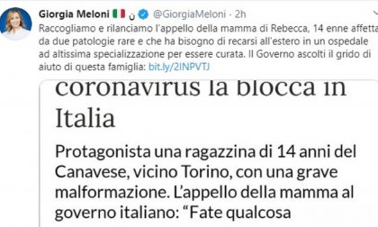 Giorgia Meloni raccoglie l'appello della mamma canavesana