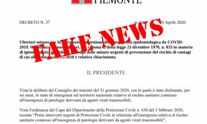 Falsa ordinanza della Regione Piemonte, attenzione alle fake news