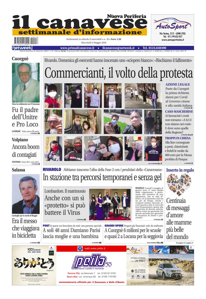 Il Canavese – edizione Rivarolo (del 06 maggio) in edicola. Ecco la prima pagina