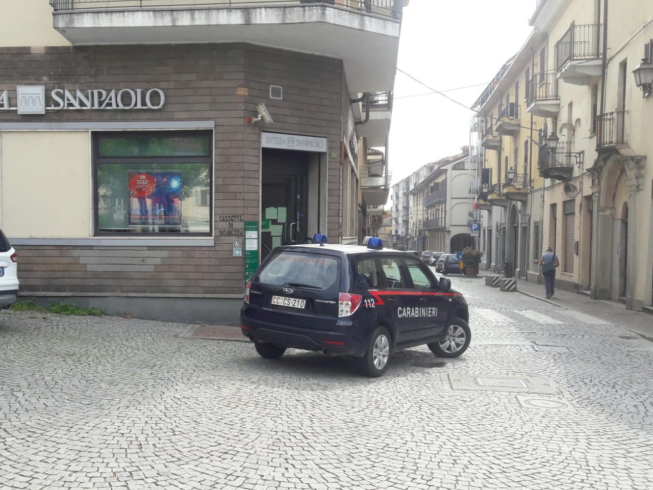 Rapina in banca a Castellamonte alla filiale San Paolo
