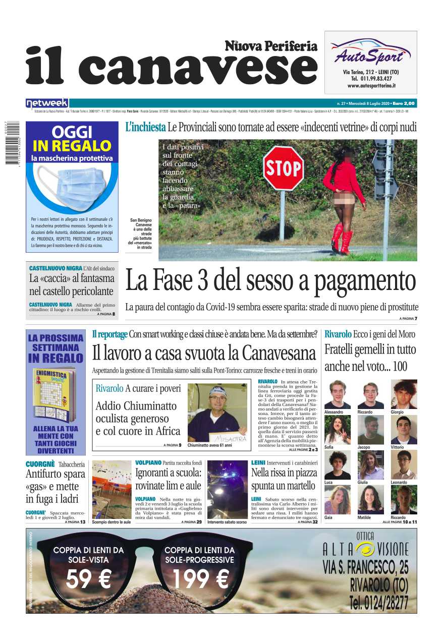 Il Canavese – edizione Rivarolo (del 08 luglio) in edicola. Ecco la prima pagina