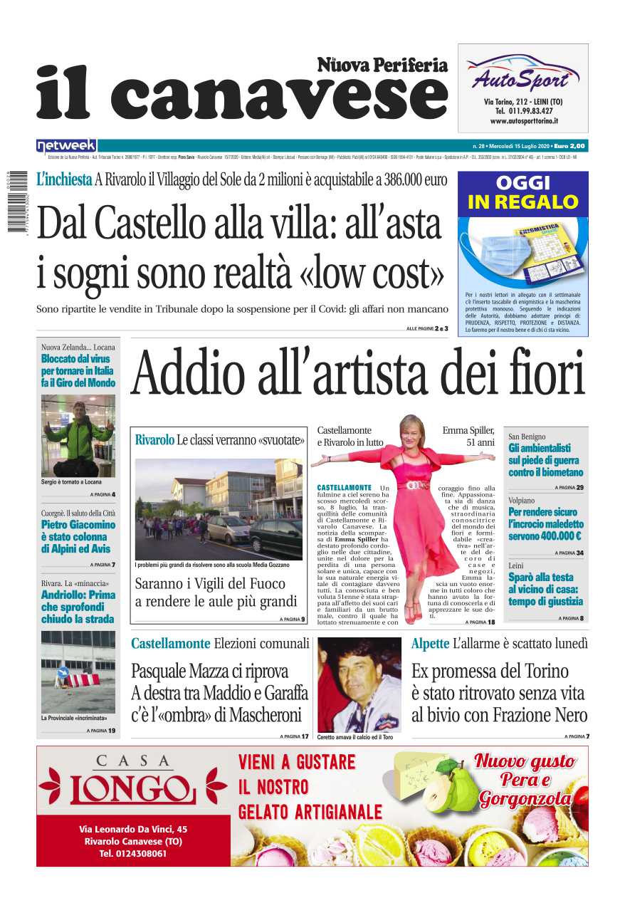 Il Canavese – edizione Rivarolo (del 15 luglio) in edicola. Ecco la prima pagina