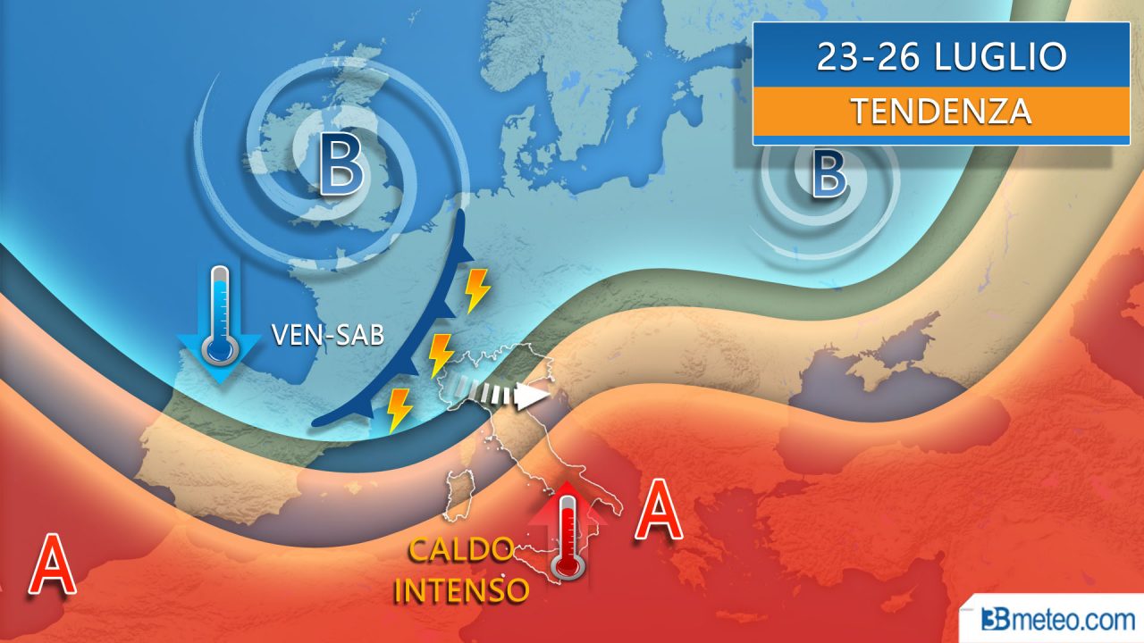 Caldo intenso ma in arrivo forti temporali
