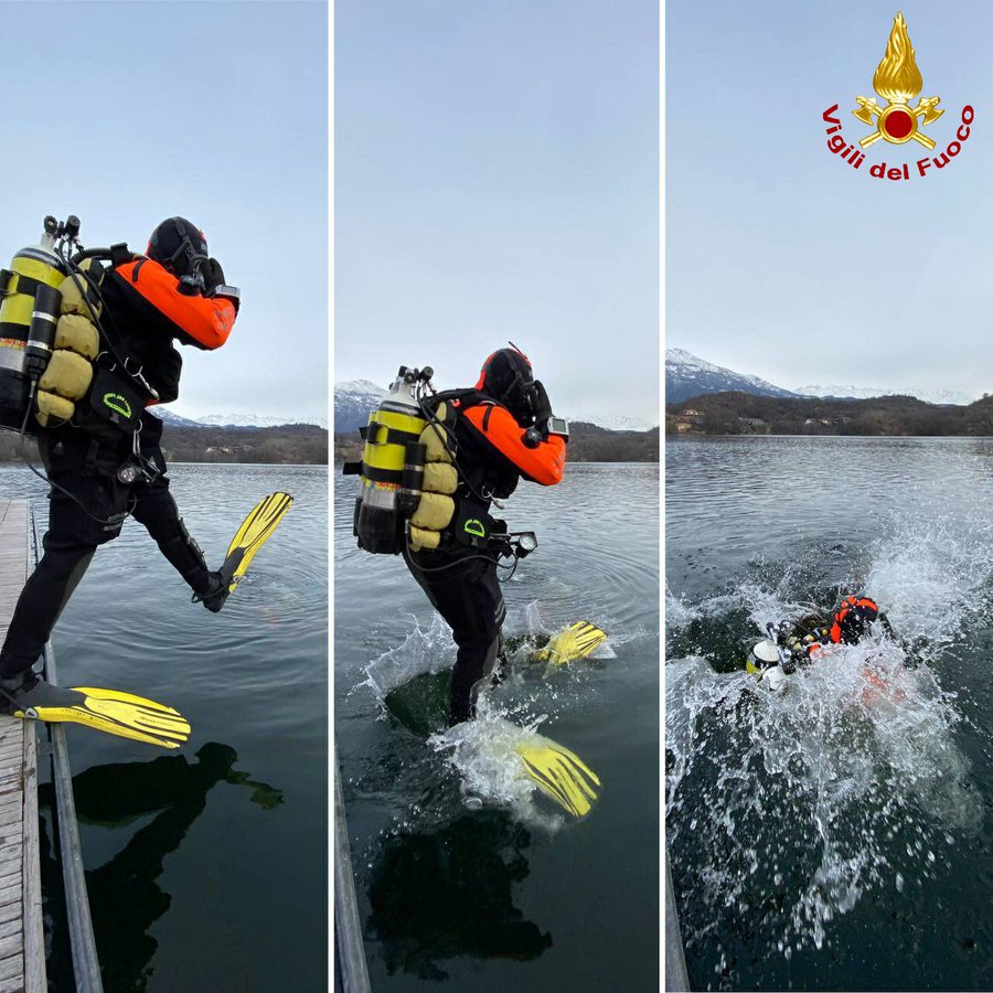 Addestramento dei sommozzatori al lago Sirio