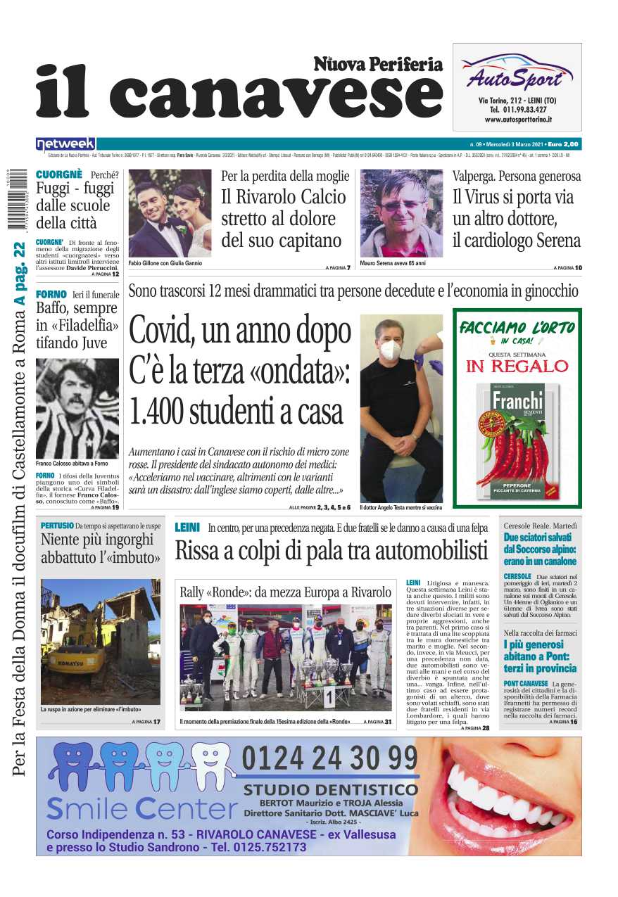 Il Canavese – edizione Rivarolo (del 3 marzo) in edicola. Ecco la prima pagina