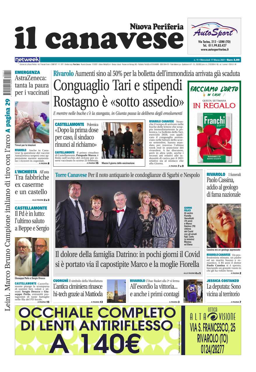 Il Canavese – edizione Rivarolo (del 17 marzo) in edicola. Ecco la prima pagina