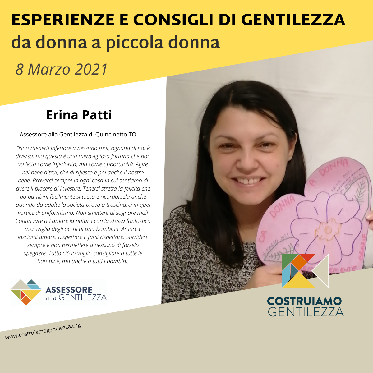 Progetto Nazionale Costruiamo Gentilezza, per la Festa della donna parola alle assessore alla gentilezza