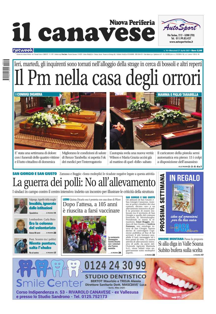 Il Canavese – edizione Rivarolo (del 21 aprile) in edicola. Ecco la prima pagina