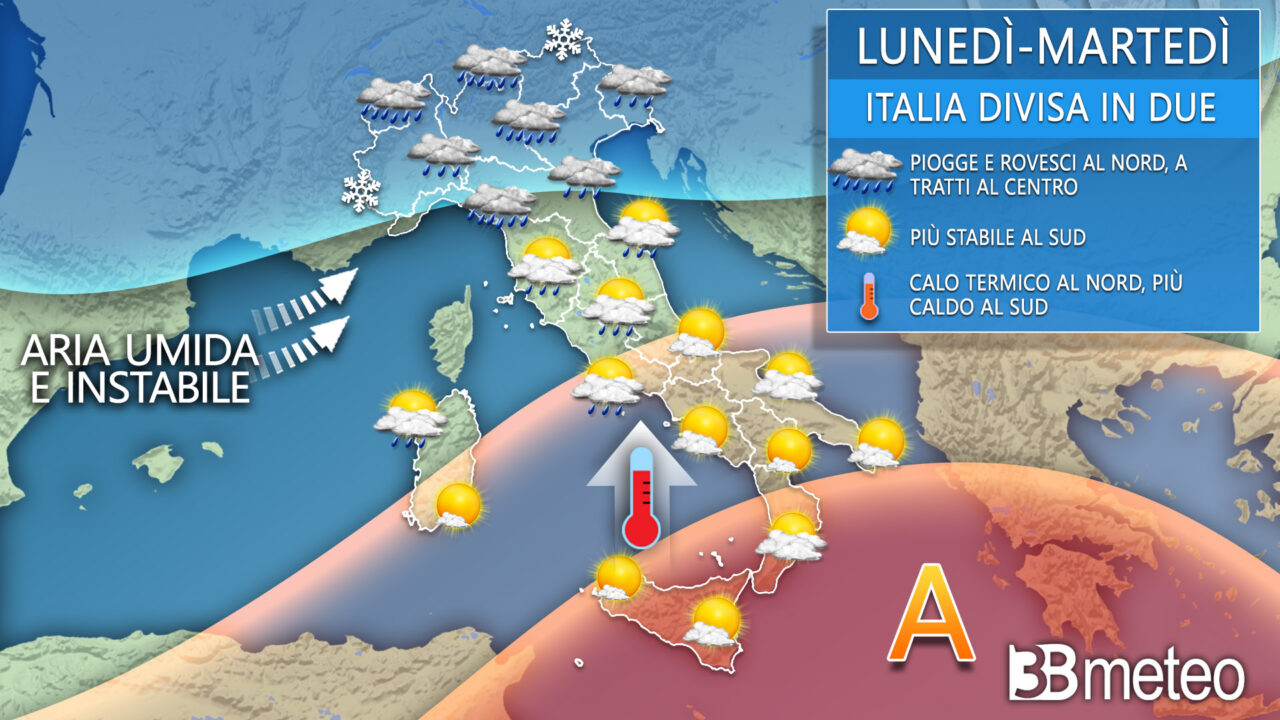 3BMeteo.com: “Italia a due facce: maltempo al nord e caldo al sud”