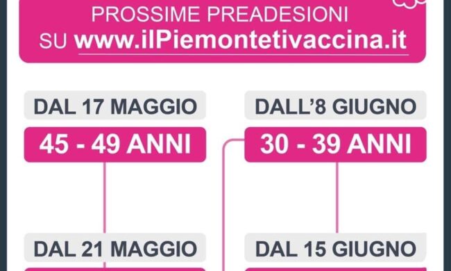 Vaccino Covid, da oggi al via la prenotazione  per la fascia 45-49 anni