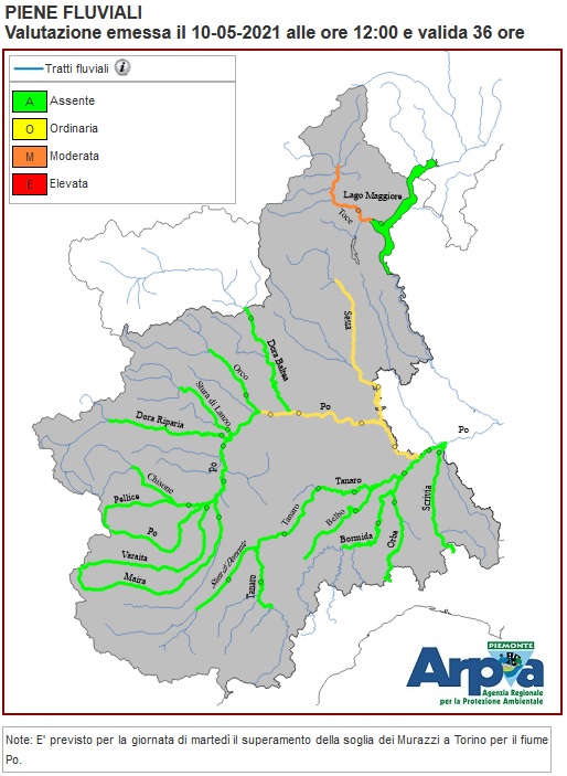 Allerta arancione sul Piemonte: rischio idrogeologico e idraulico