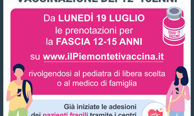 Da oggi il via alle pre-adesioni per i 12-15enni non fragili