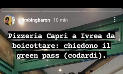 Pizzeria di Ivrea chiede il Green Pass, il cliente no-pass: "Da boicottare. Codardi"