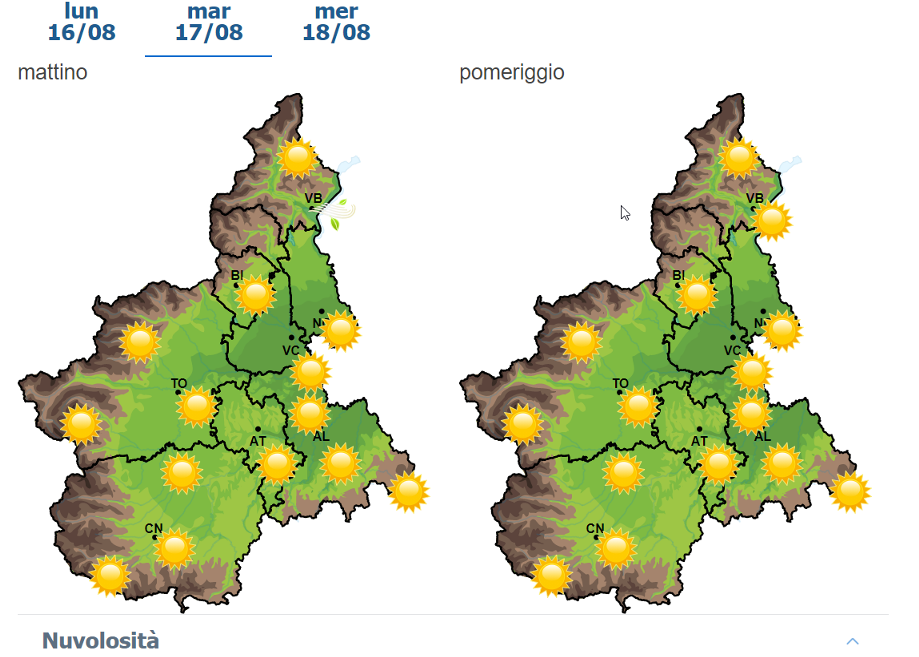 Previsioni meteo Piemonte: calano le temperature almeno fino a giovedì