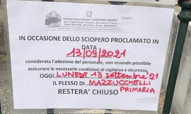 Primo giorno di scuola… ma a Chivasso una resta chiusa