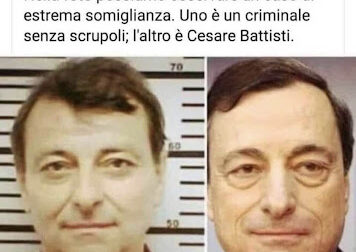 Mario Draghi come Cesare Battisti, il post della "No Green Pass" di Ivrea