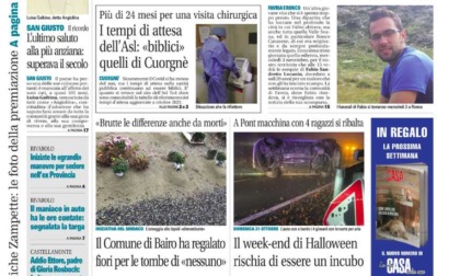 Il Canavese – edizione Rivarolo (del 03 novembre) in edicola. Ecco la prima pagina