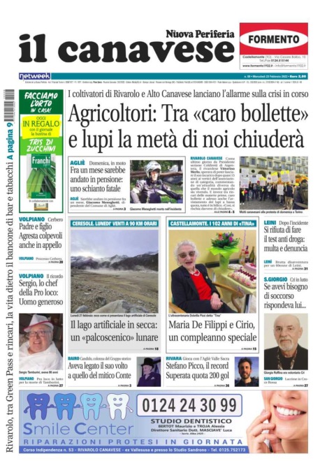 Il Canavese – edizione Rivarolo (del 23 febbraio) in edicola. Ecco la prima pagina